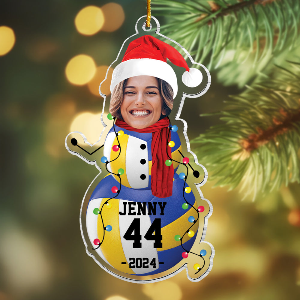 Custom Photo Volleyball Snowman Ornament - Gifts For Players, Team, Boys - Personalized Acrylic Ornament Tu20