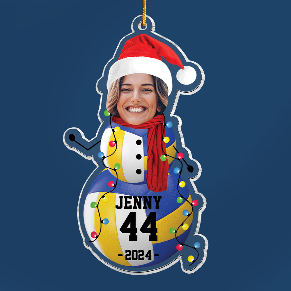 Custom Photo Volleyball Snowman Ornament - Gifts For Players, Team, Boys - Personalized Acrylic Ornament Tu20
