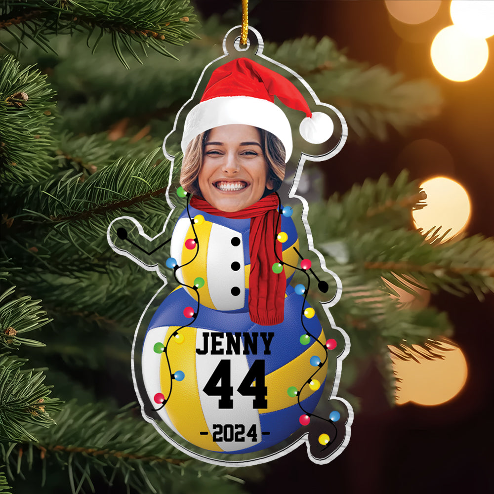 Custom Photo Volleyball Snowman Ornament - Gifts For Players, Team, Boys - Personalized Acrylic Ornament Tu20