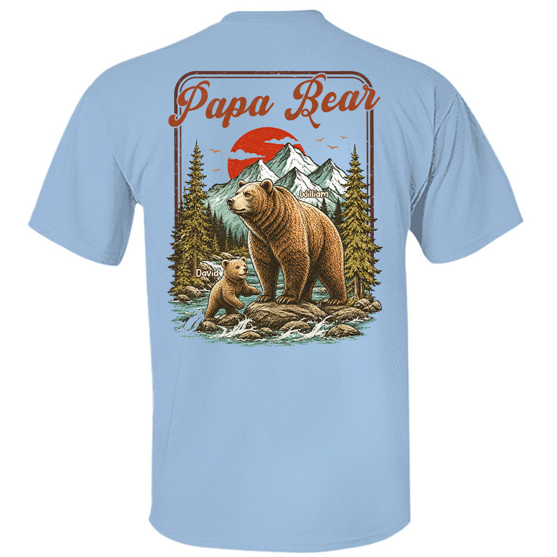Personalized Papa Bear T-Shirt Father Day Gifts for Dad Funny Papa Tshirt Cool Daddy Bear Vintage Retro Shirt for Men Pt99