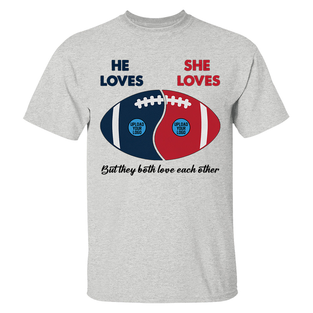 Custom Football Team Logo Gifts For Couple Shirt - Personalized American Football Shirts Tu20