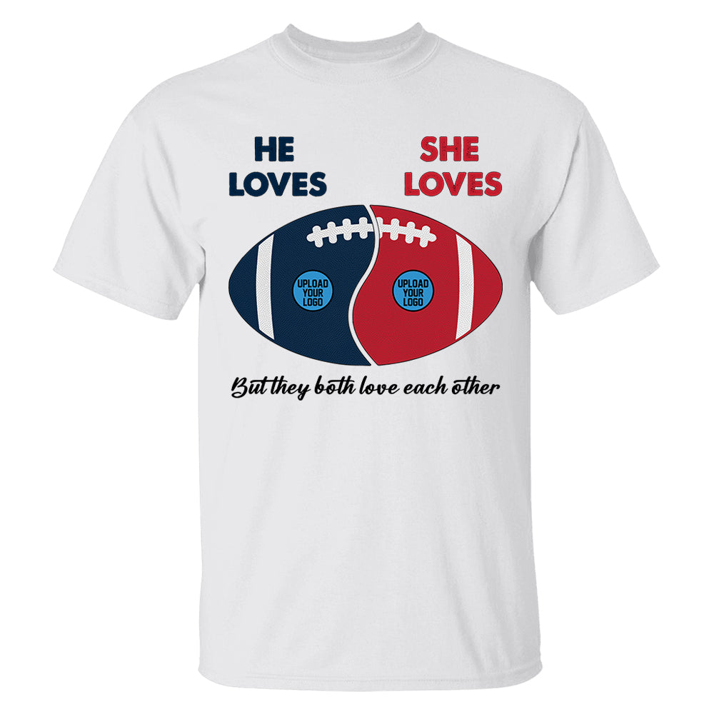Custom Football Team Logo Gifts For Couple Shirt - Personalized American Football Shirts Tu20