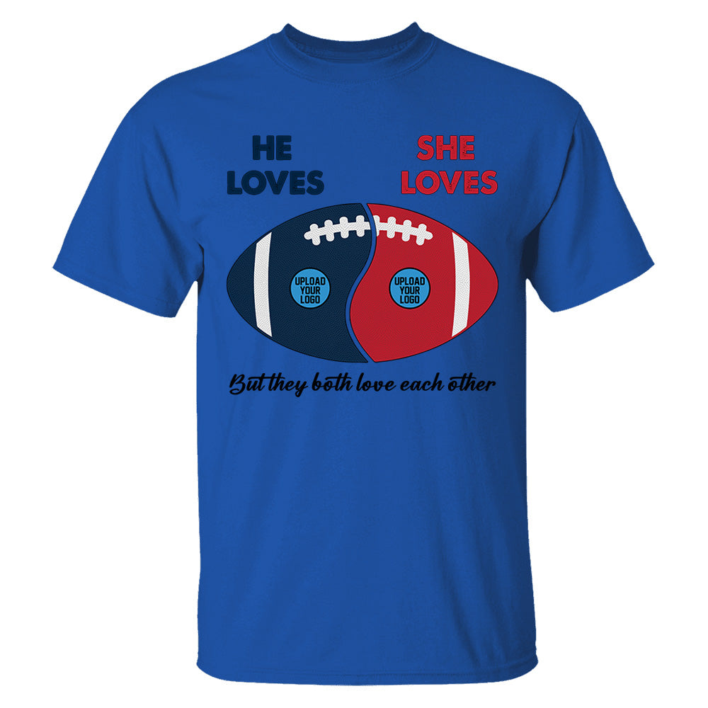 Custom Football Team Logo Gifts For Couple Shirt - Personalized American Football Shirts Tu20