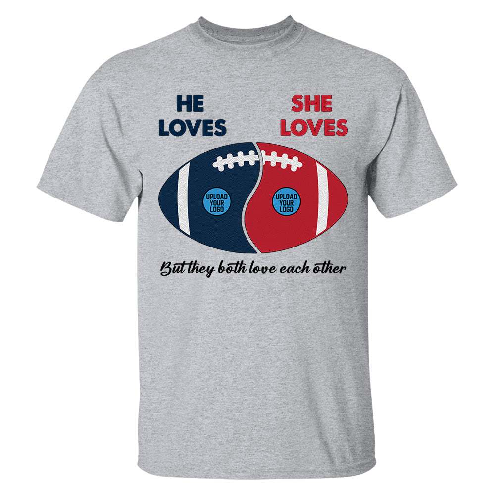 Custom Football Team Logo Gifts For Couple Shirt - Personalized American Football Shirts Tu20