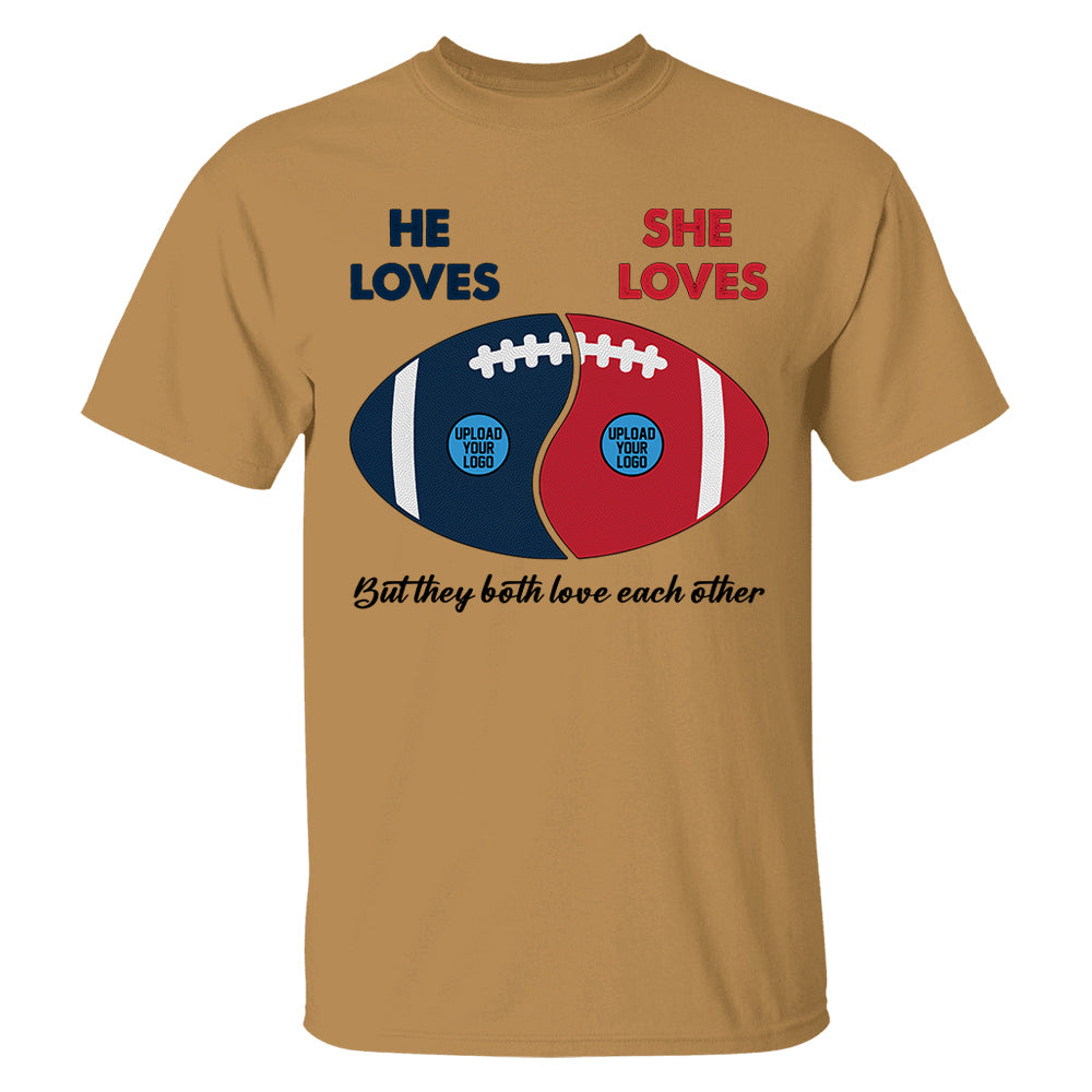 Custom Football Team Logo Gifts For Couple Shirt - Personalized American Football Shirts Tu20