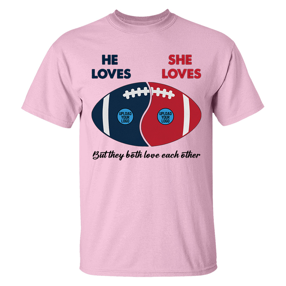 Custom Football Team Logo Gifts For Couple Shirt - Personalized American Football Shirts Tu20