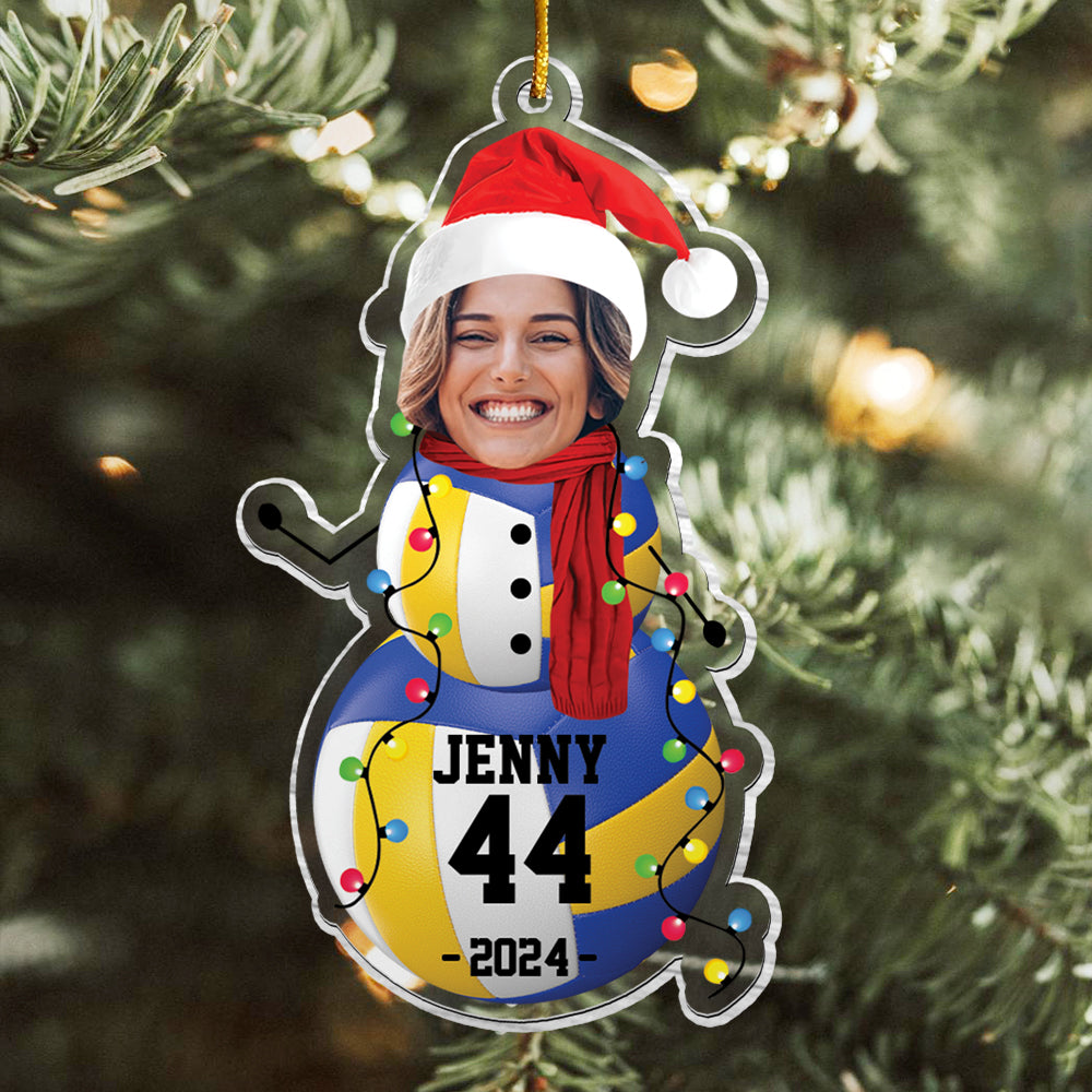 Custom Photo Volleyball Snowman Ornament - Gifts For Players, Team, Boys - Personalized Acrylic Ornament Tu20