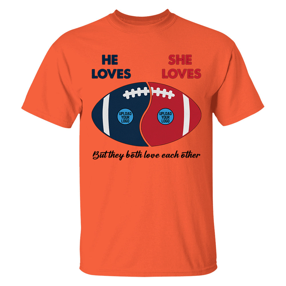 Custom Football Team Logo Gifts For Couple Shirt - Personalized American Football Shirts Tu20