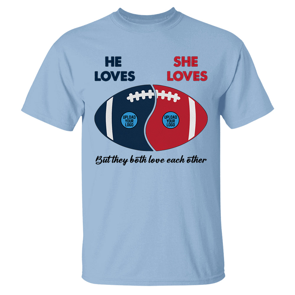Custom Football Team Logo Gifts For Couple Shirt - Personalized American Football Shirts Tu20