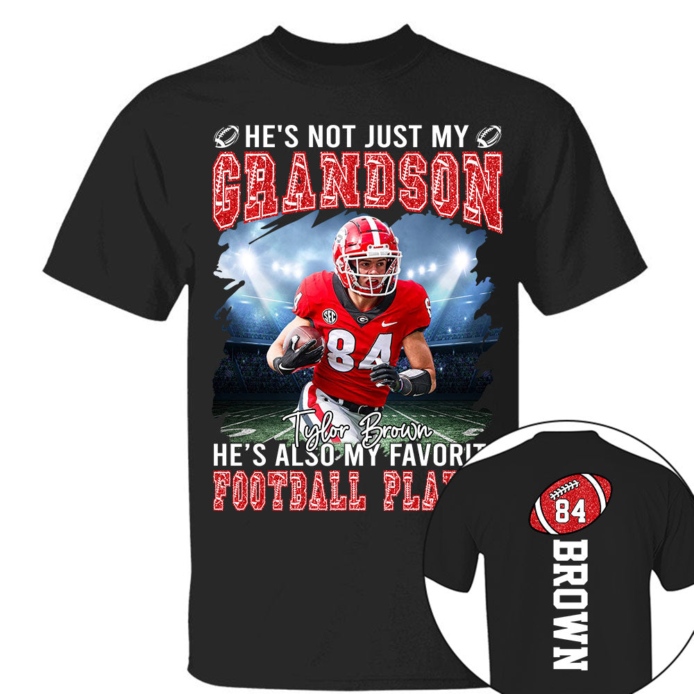 He's not just my GRANDSON, He's also my favorite Football Player - Custom Photo Football Game Day Football Jersey Gift For Football Lovers vr2 T18