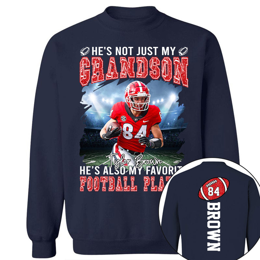 He's not just my GRANDSON, He's also my favorite Football Player - Custom Photo Football Game Day Football Jersey Gift For Football Lovers vr2 T18