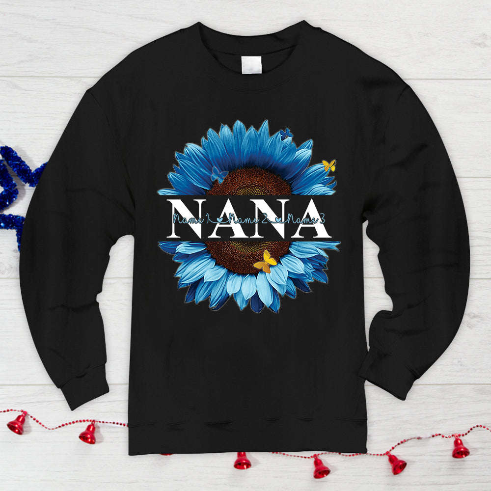 Personalized Nana Blue Sunflower Shirts - Old Woman Shirt - PHTS