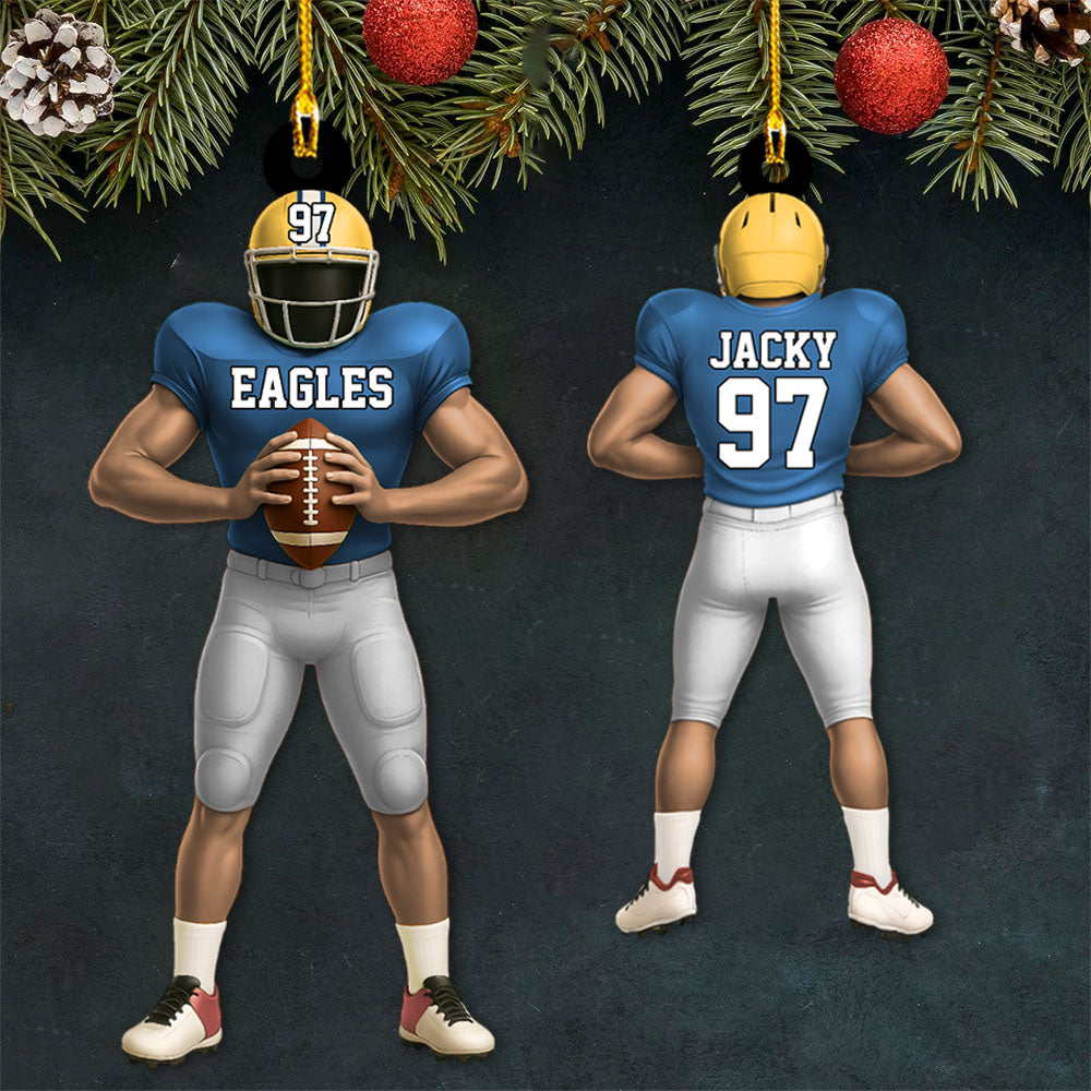 American Football Player Personalized Ornament For Football Lovers - Custom Gift For Football Player Pt99