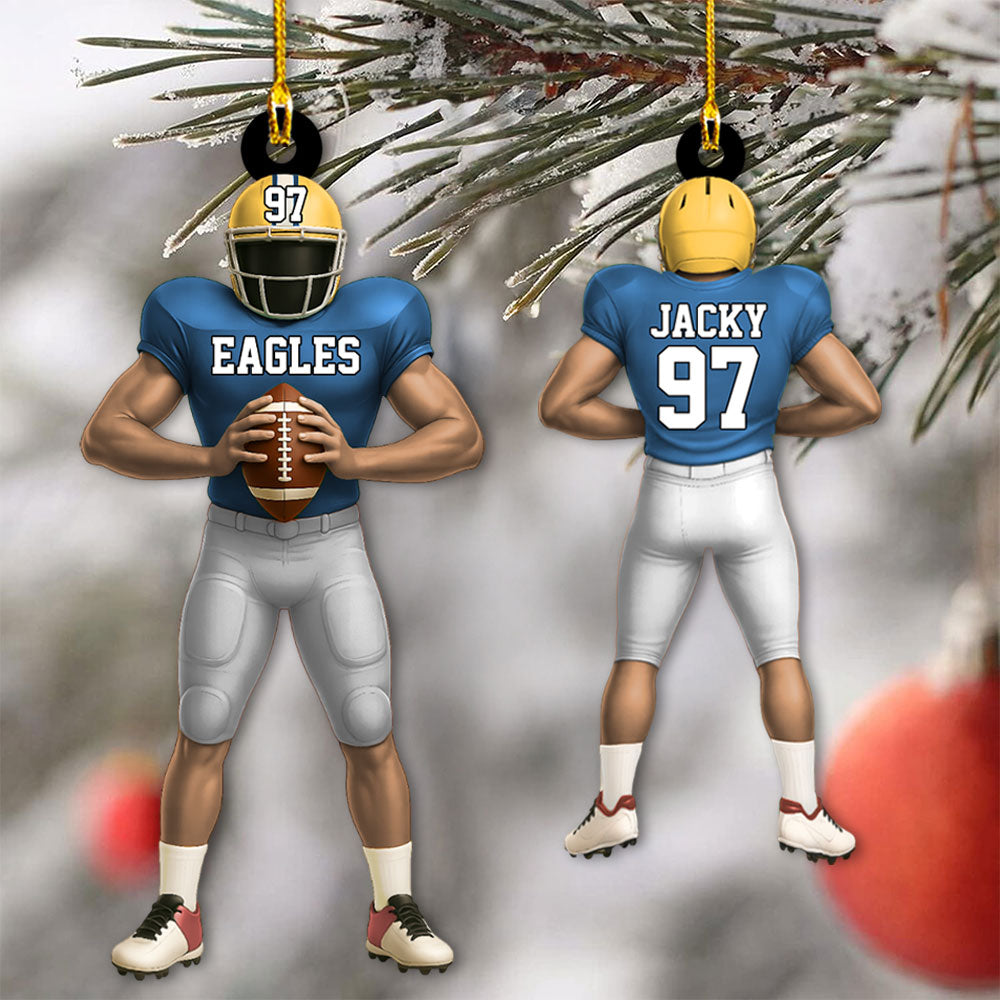 American Football Player Personalized Ornament For Football Lovers - Custom Gift For Football Player Pt99