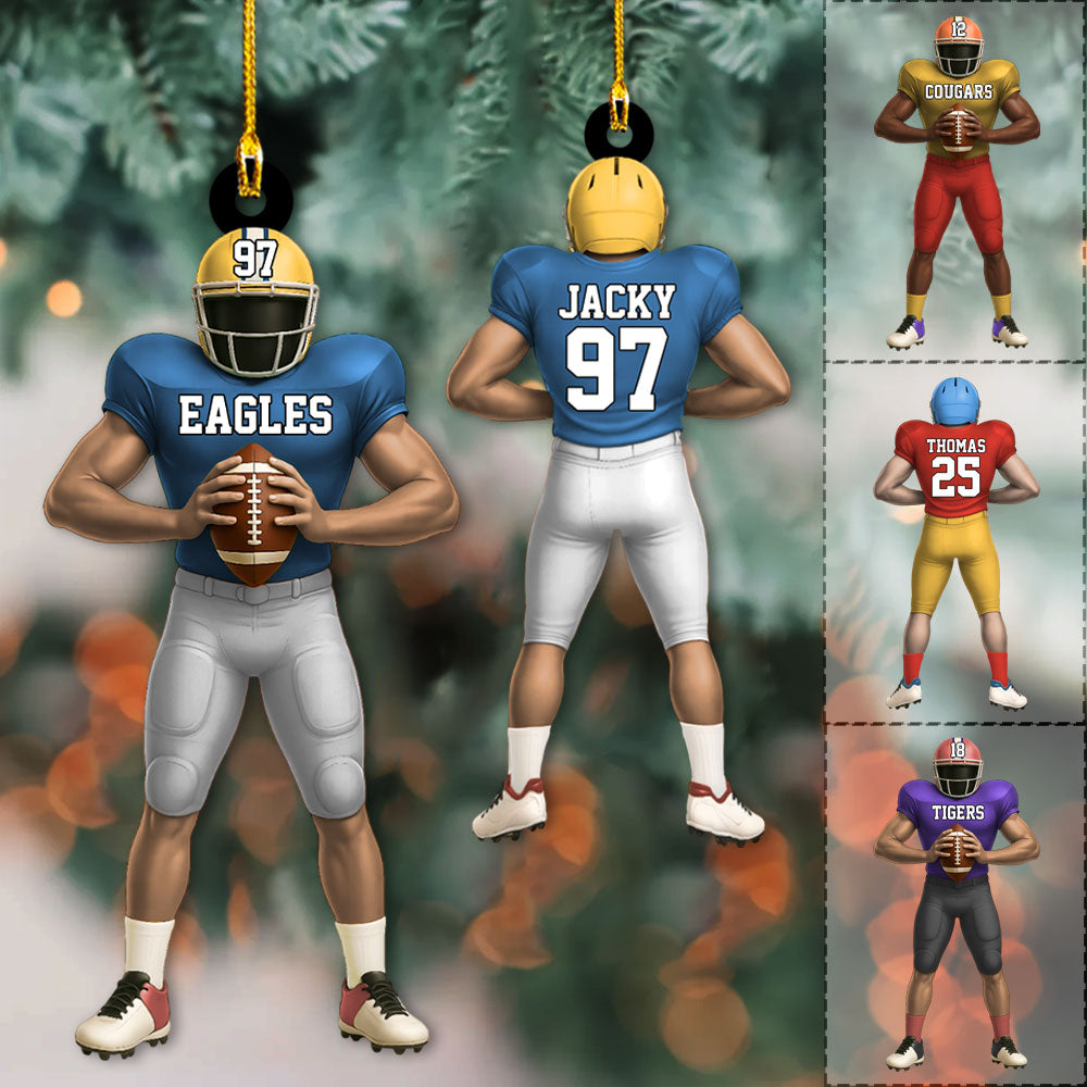 American Football Player Personalized Ornament For Football Lovers - Custom Gift For Football Player Pt99
