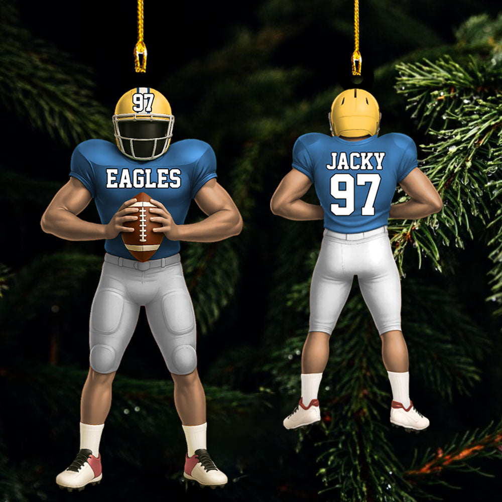 American Football Player Personalized Ornament For Football Lovers - Custom Gift For Football Player Pt99