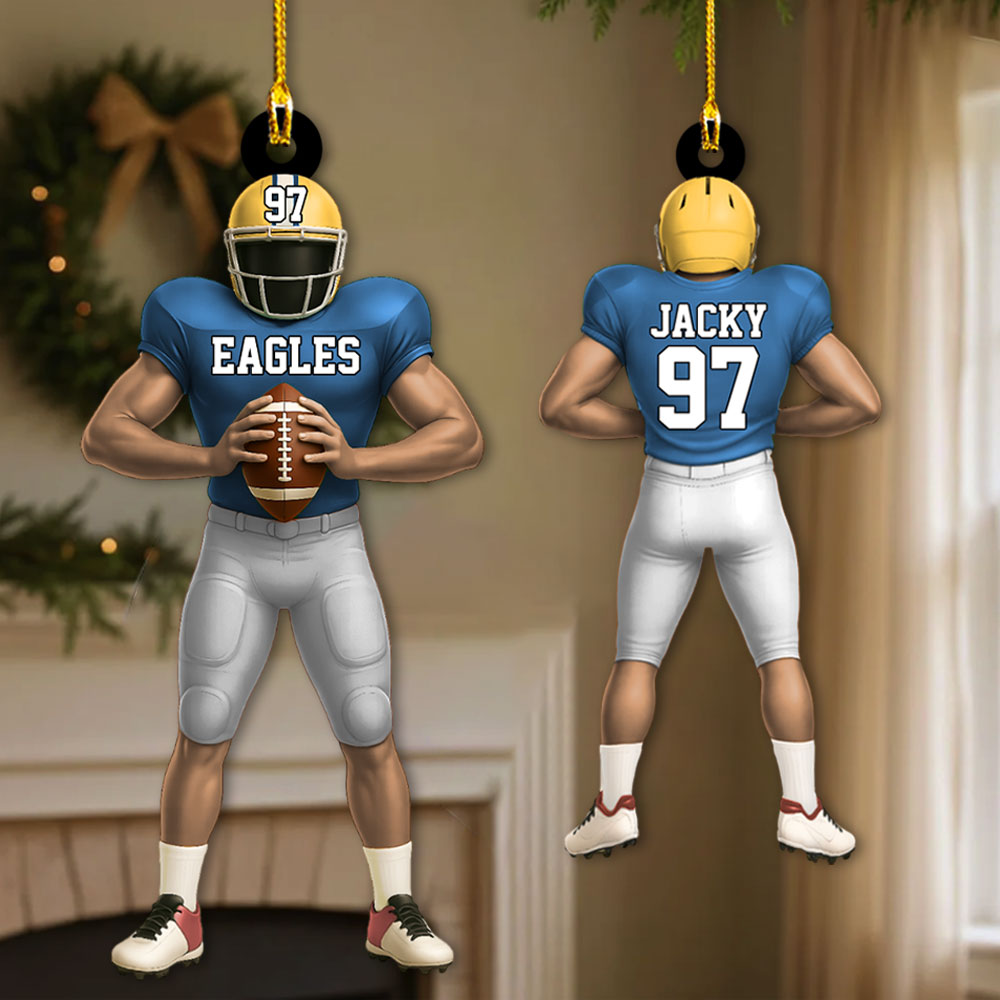American Football Player Personalized Ornament For Football Lovers - Custom Gift For Football Player Pt99
