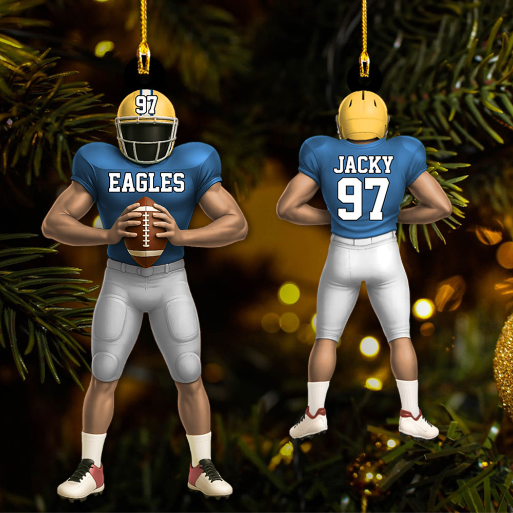American Football Player Personalized Ornament For Football Lovers - Custom Gift For Football Player Pt99
