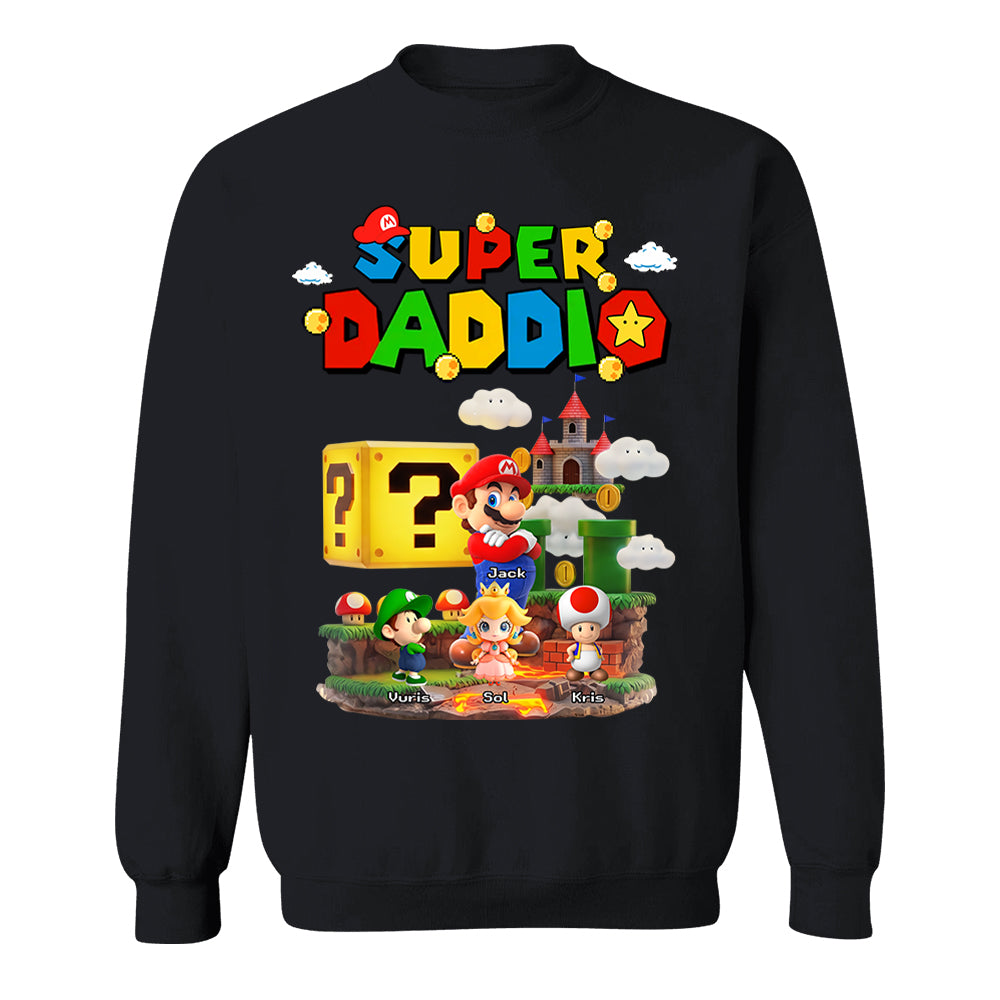 Super Daddio, Personalized Dad Shirt with Custom Kids Name, Gift For Dad, Gift For Father's Day MI209 T24