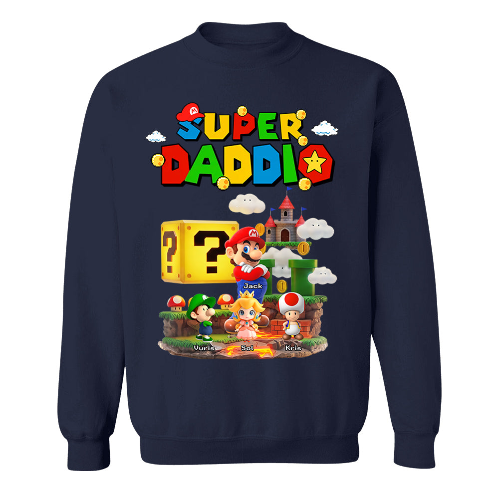 Super Daddio, Personalized Dad Shirt with Custom Kids Name, Gift For Dad, Gift For Father's Day MI209 T24