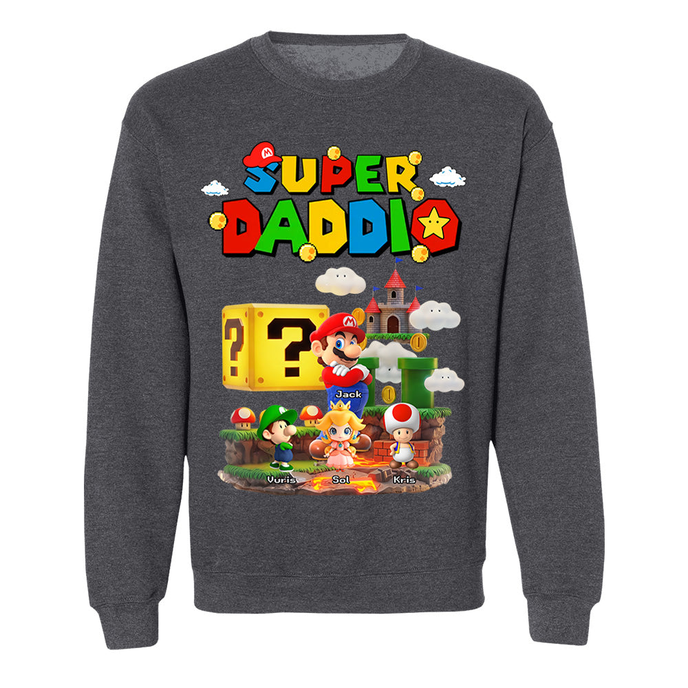 Super Daddio, Personalized Dad Shirt with Custom Kids Name, Gift For Dad, Gift For Father's Day MI209 T24