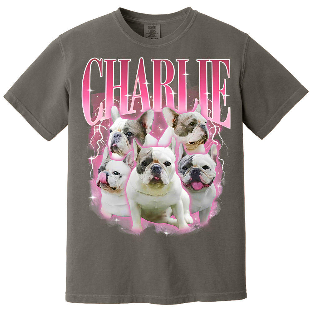 Comfort Colors Custom Retro Dog Shirt, Personalized Pet Tee, Custom Photo Gifts 90s Graphic, Bootleg Rap Dog Shirt, Custom Design Tshirt Li29