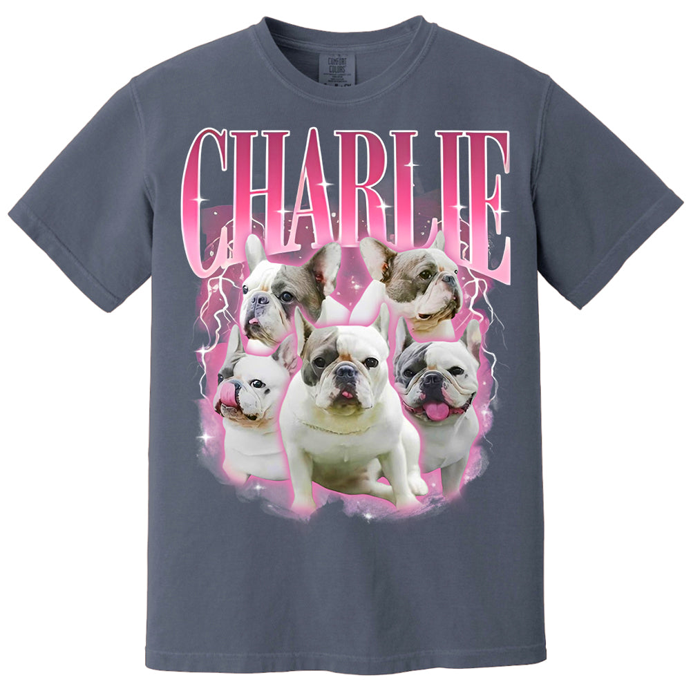 Comfort Colors Custom Retro Dog Shirt, Personalized Pet Tee, Custom Photo Gifts 90s Graphic, Bootleg Rap Dog Shirt, Custom Design Tshirt Li29