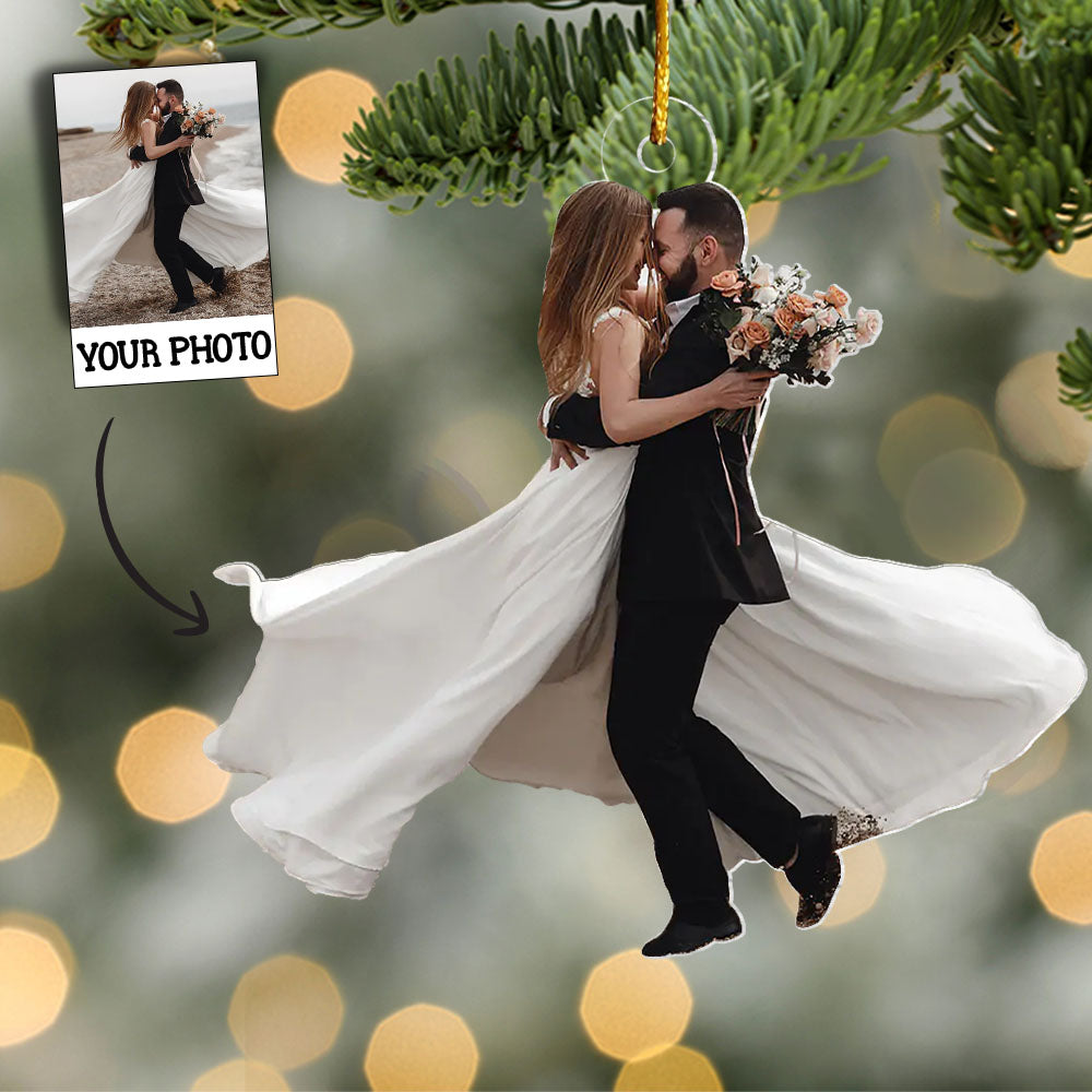 Custom Photo Couples Ornament, Married Ornament, Wedding Gift, Christmas Ornament, Wedding Gift Keepsake, Newlywed Gift, Anniversary Gift