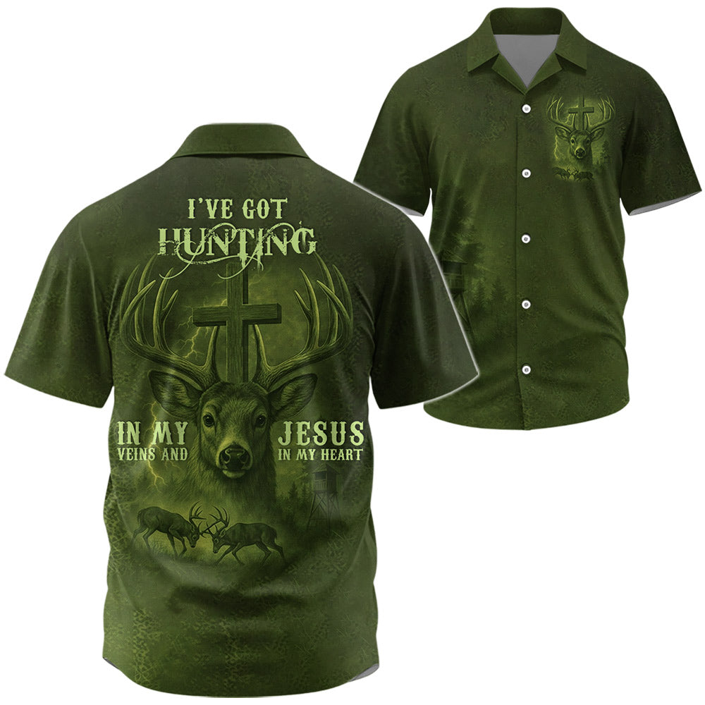 I've Got Hunting In My Veins And Jesus In My Heart All Over Print Shirt Li29