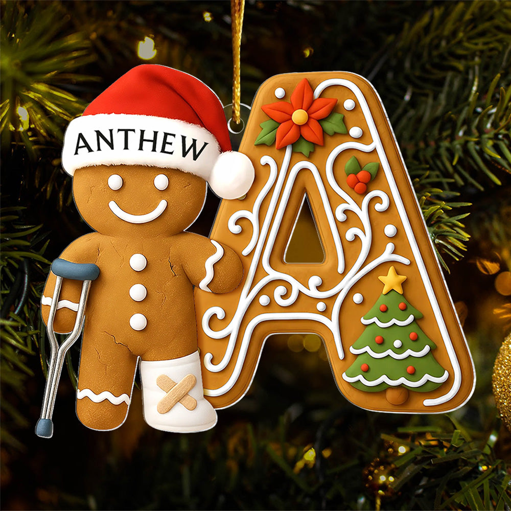 Personalized Injured Gingerbread Ornament , Custom Acrylic Ornament, Broken Leg Christmas, Broken Arm Decor, Christmas Tree Gift A Gingerbread Patient Ornament, Christmas Gift L0411