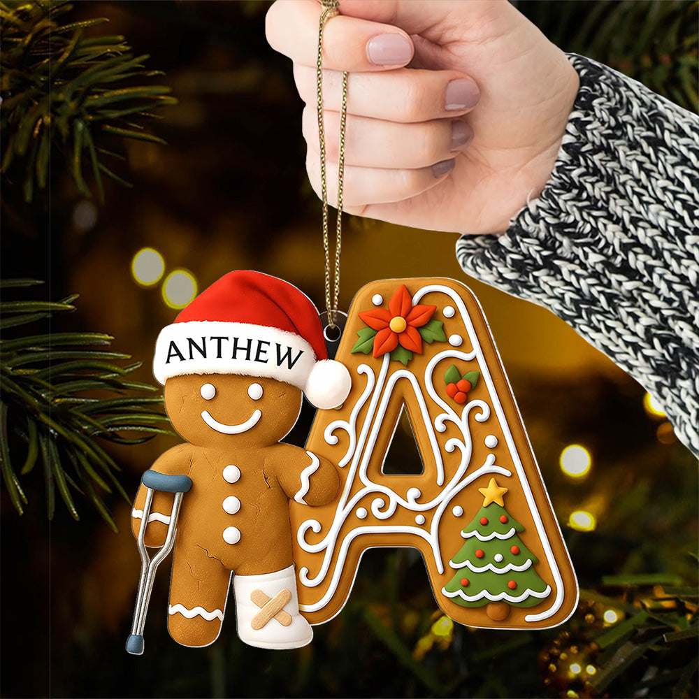 Personalized Injured Gingerbread Ornament , Custom Acrylic Ornament, Broken Leg Christmas, Broken Arm Decor, Christmas Tree Gift A Gingerbread Patient Ornament, Christmas Gift L0411