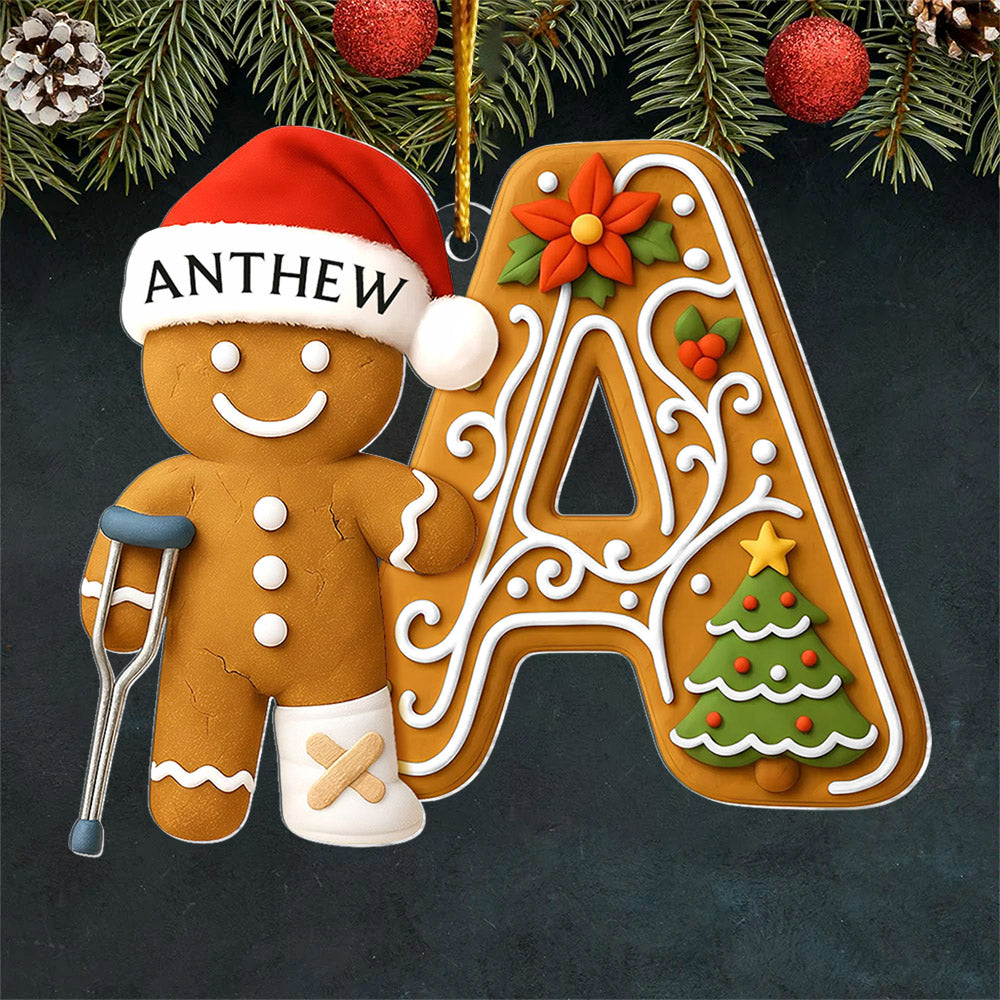 Personalized Injured Gingerbread Ornament , Custom Acrylic Ornament, Broken Leg Christmas, Broken Arm Decor, Christmas Tree Gift A Gingerbread Patient Ornament, Christmas Gift L0411