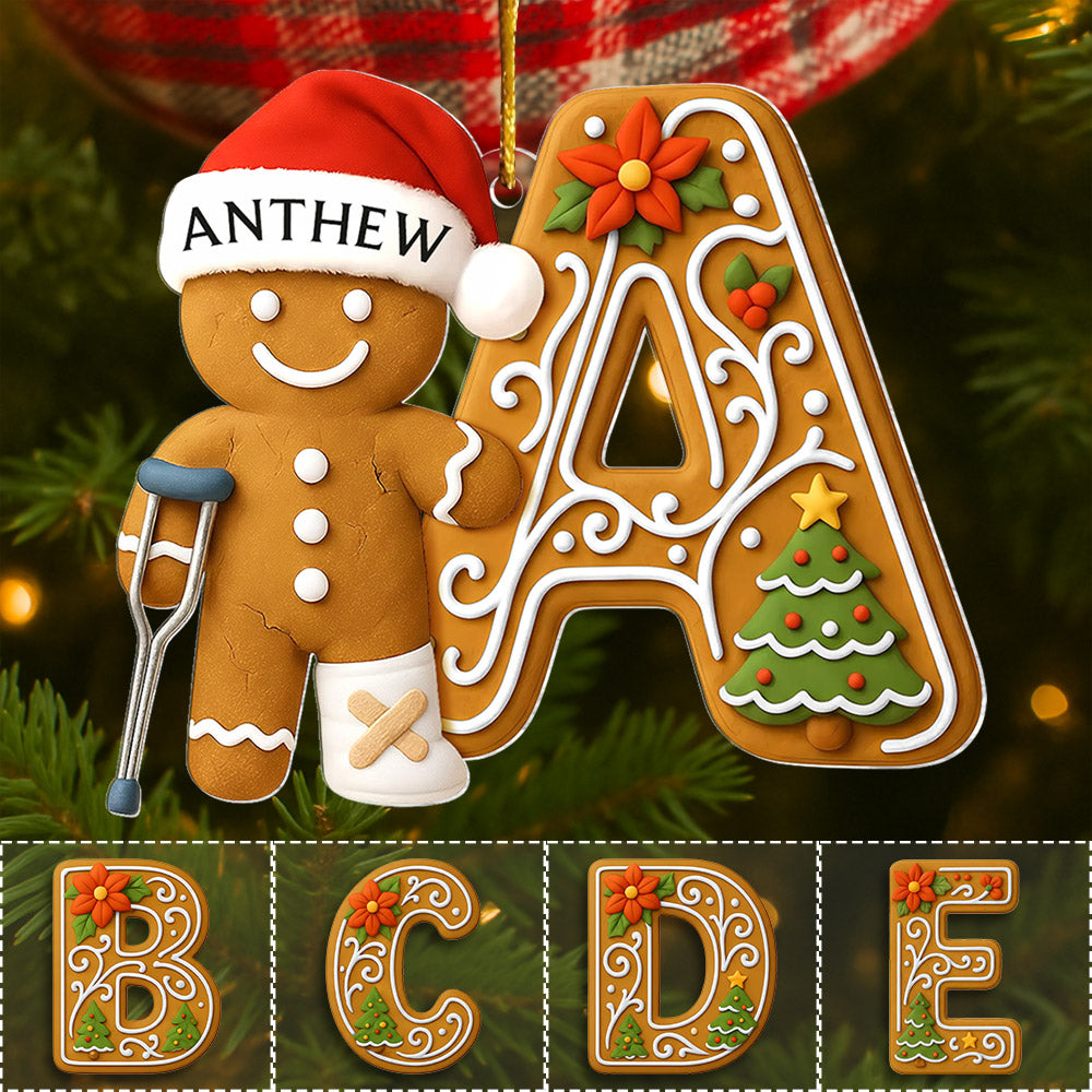 Personalized Injured Gingerbread Ornament , Custom Acrylic Ornament, Broken Leg Christmas, Broken Arm Decor, Christmas Tree Gift A Gingerbread Patient Ornament, Christmas Gift L0411