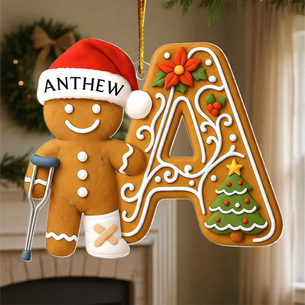 Personalized Injured Gingerbread Ornament , Custom Acrylic Ornament, Broken Leg Christmas, Broken Arm Decor, Christmas Tree Gift A Gingerbread Patient Ornament, Christmas Gift L0411