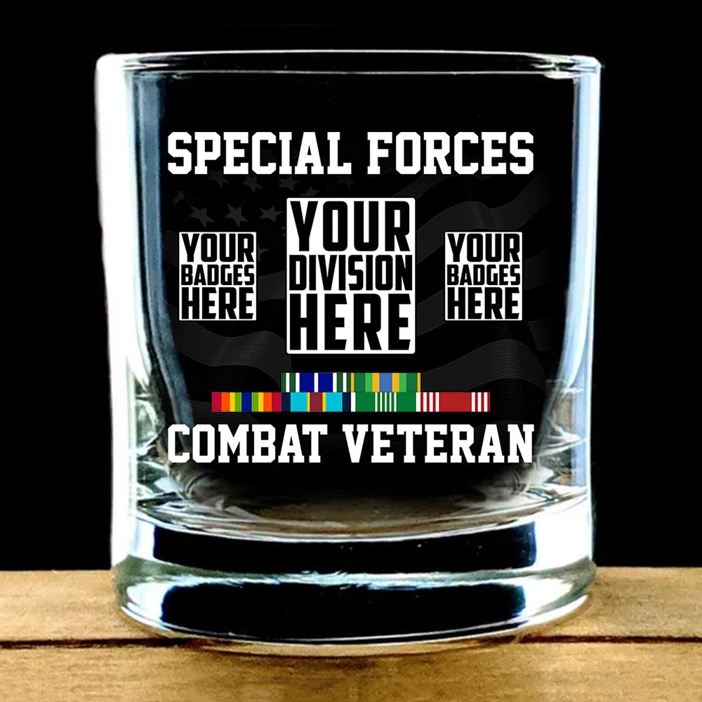 Custom Division Badges Ribbons Whiskey Glasses Gift For Veteran H2511
