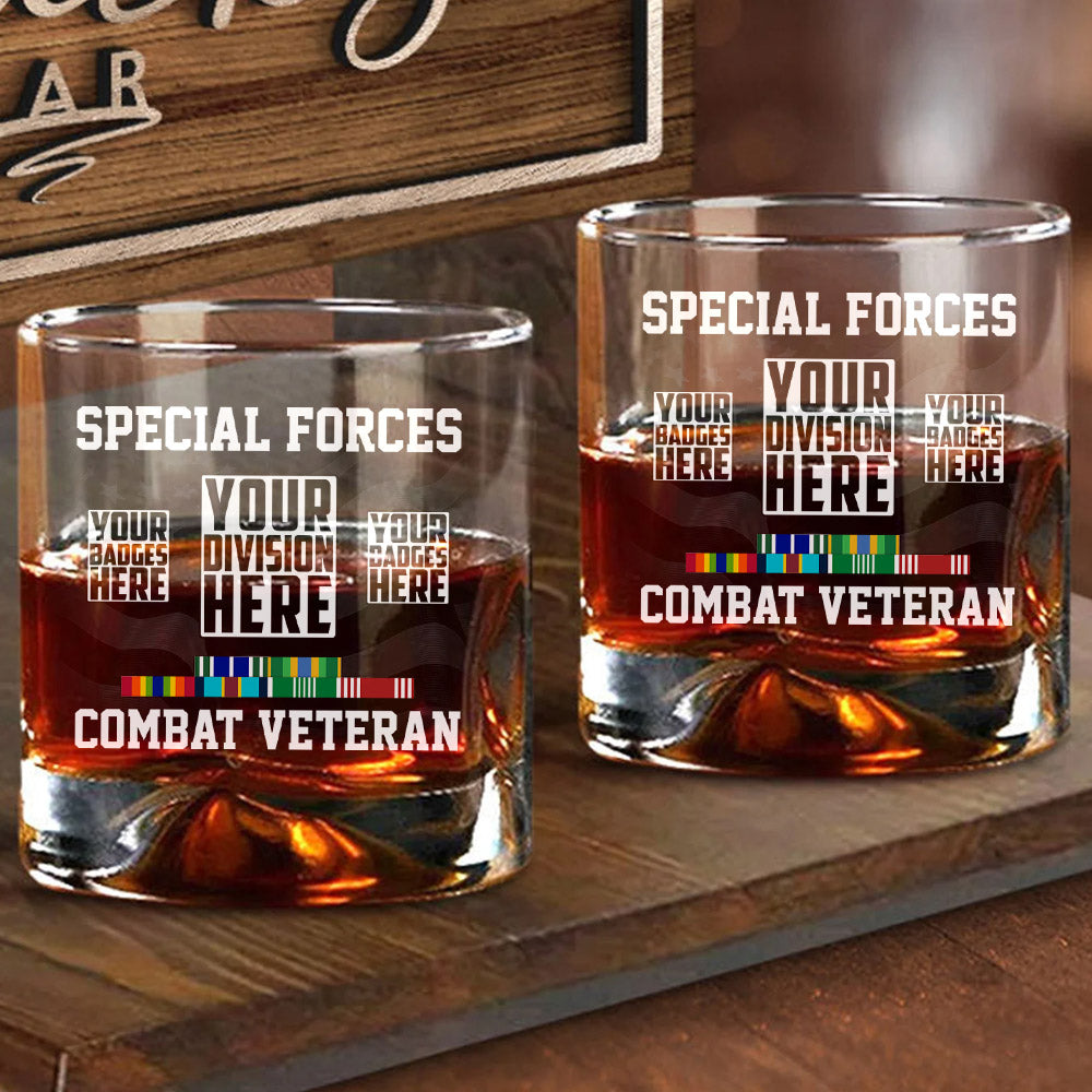 Custom Division Badges Ribbons Whiskey Glasses Gift For Veteran H2511