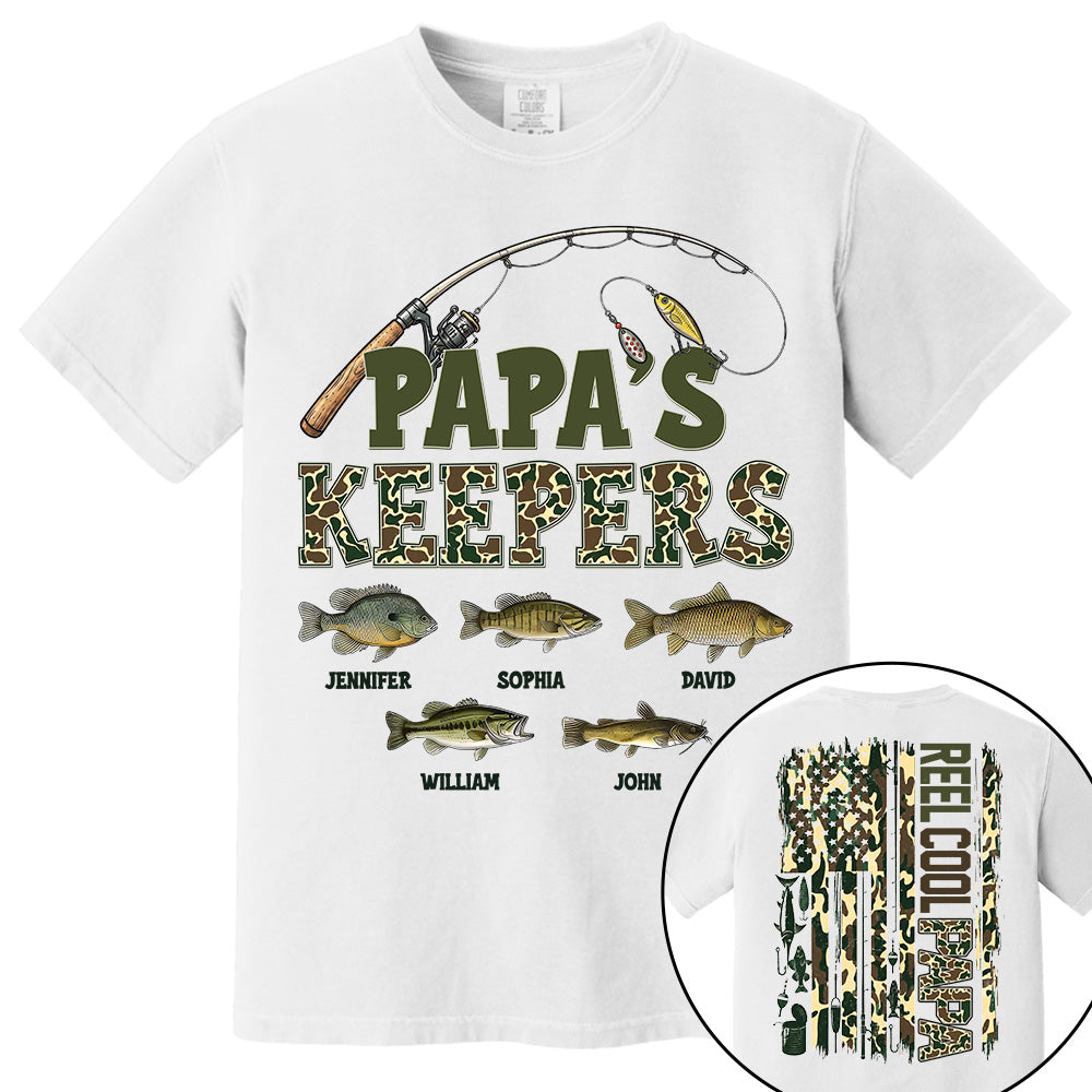 Daddy's Keepers - Personalized Vintage Shirt For Fishing Family - Gifts For Dad NA04 VH01