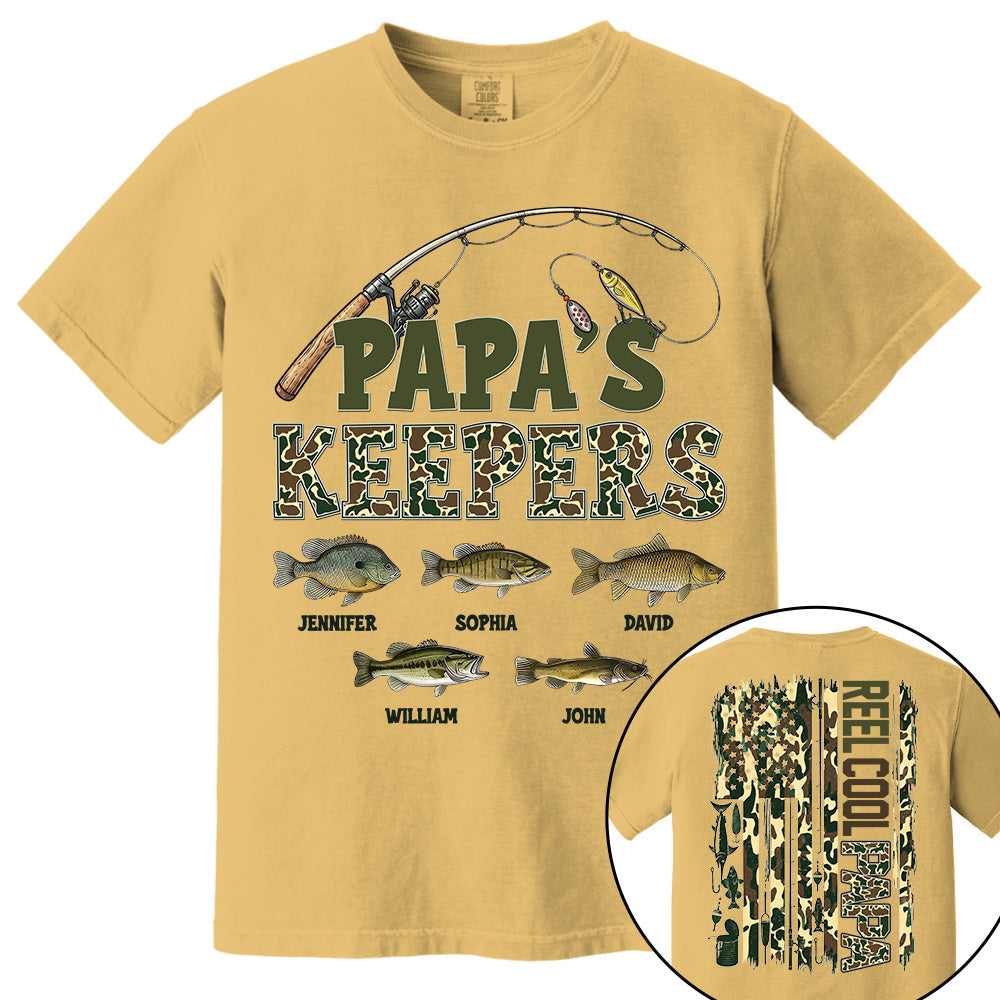 Daddy's Keepers - Personalized Vintage Shirt For Fishing Family - Gifts For Dad NA04 VH01