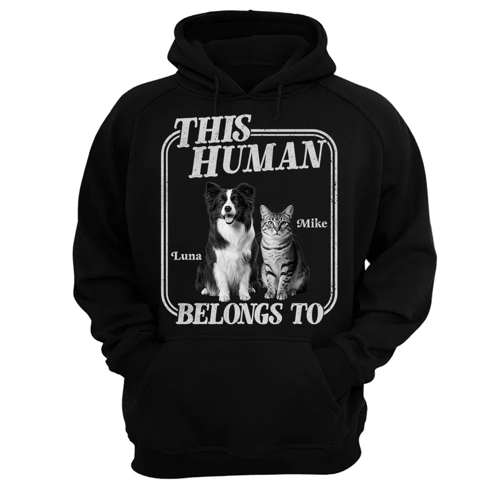This Human Belongs To - Washed Tee Retro Bootleg Shirt - Personalized Shirt For Dog Lover T1807