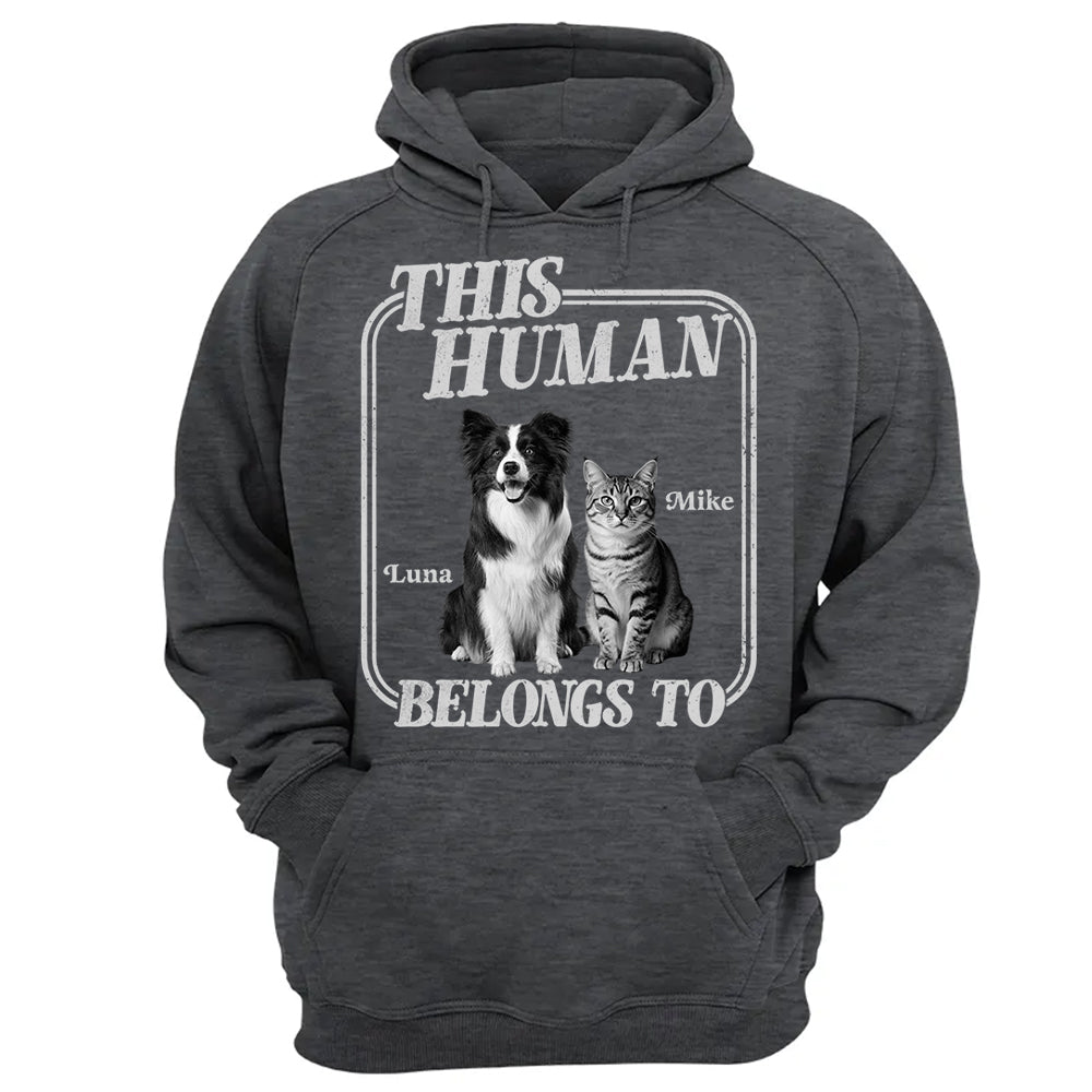 This Human Belongs To - Washed Tee Retro Bootleg Shirt - Personalized Shirt For Dog Lover T1807