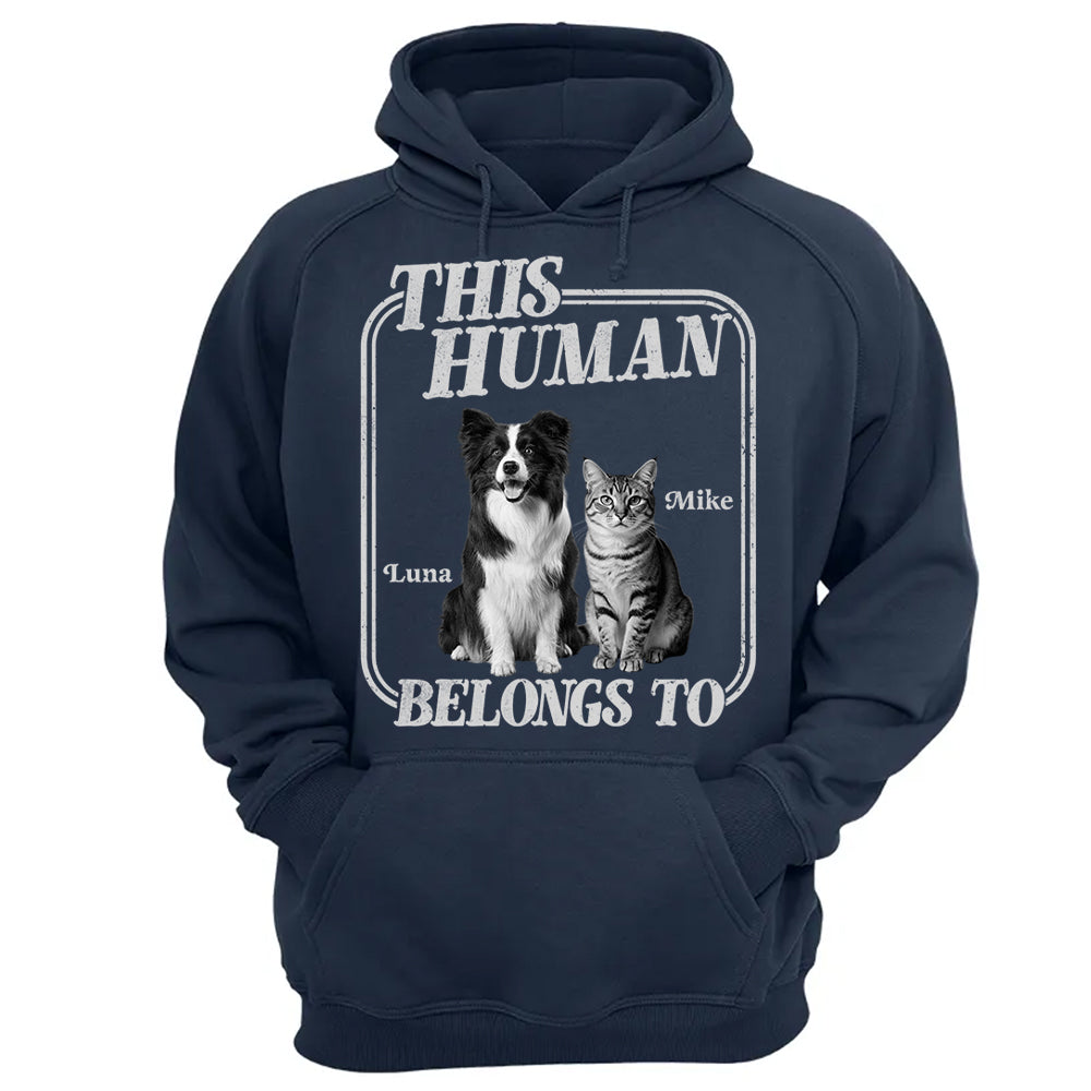 This Human Belongs To - Washed Tee Retro Bootleg Shirt - Personalized Shirt For Dog Lover T1807