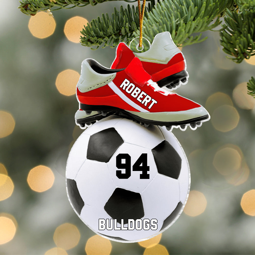 Personalized Soccer Christmas Ornament, Custom Name Number and Color Ornament, Gift for Soccer Players Soccer Ball, Xmas Tree Decor