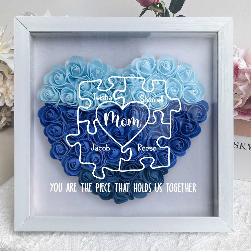 Puzzle Flower Shadow Box Mom You Are The Piece That Holds Us Together Personalized Flower Shadow Box Gift For Mother