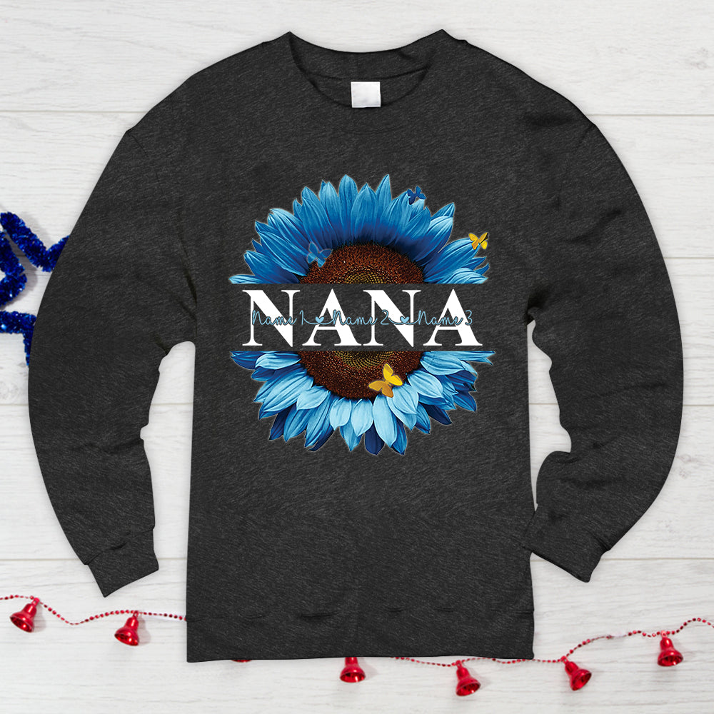 Personalized Nana Blue Sunflower Shirts - Old Woman Shirt - PHTS