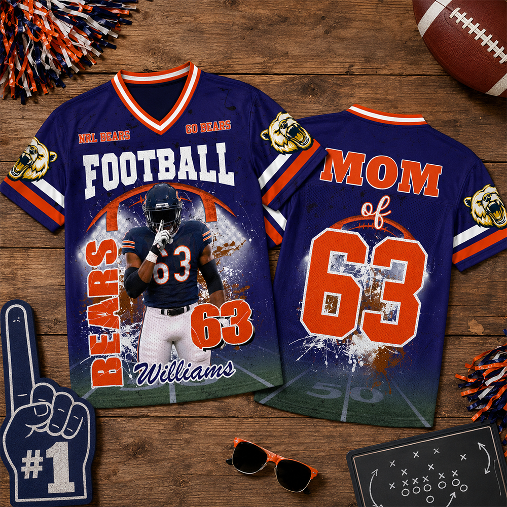Custom Football Mom Jersey with Photo & Player Number – Personalized Game Day Shirt Hv01