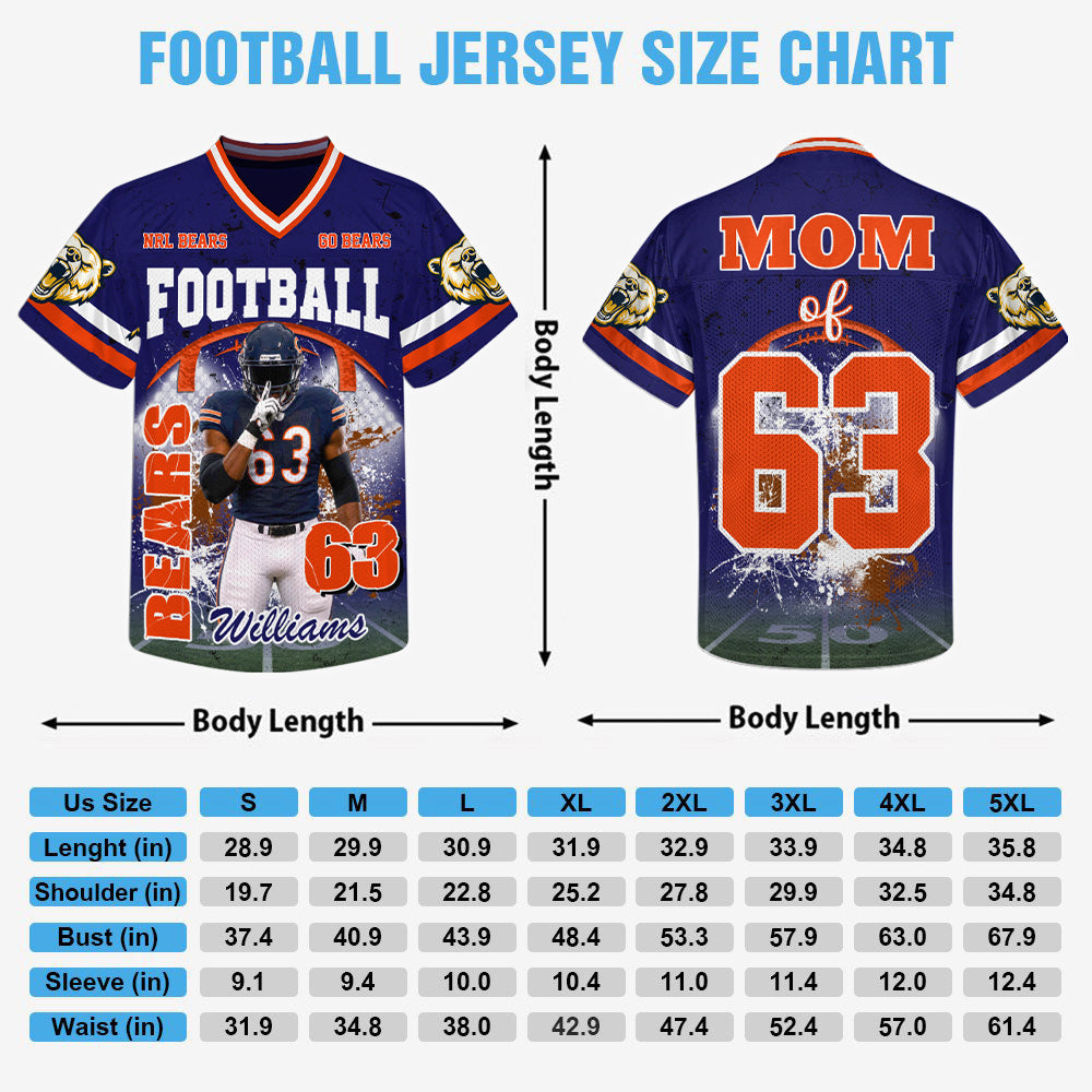 Custom Football Mom Jersey with Photo & Player Number – Personalized Game Day Shirt Hv01