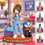 Custom Just A Girl Who Loves Nursing Acrylic Ornament, Gift For Nurses L0411 Hv01