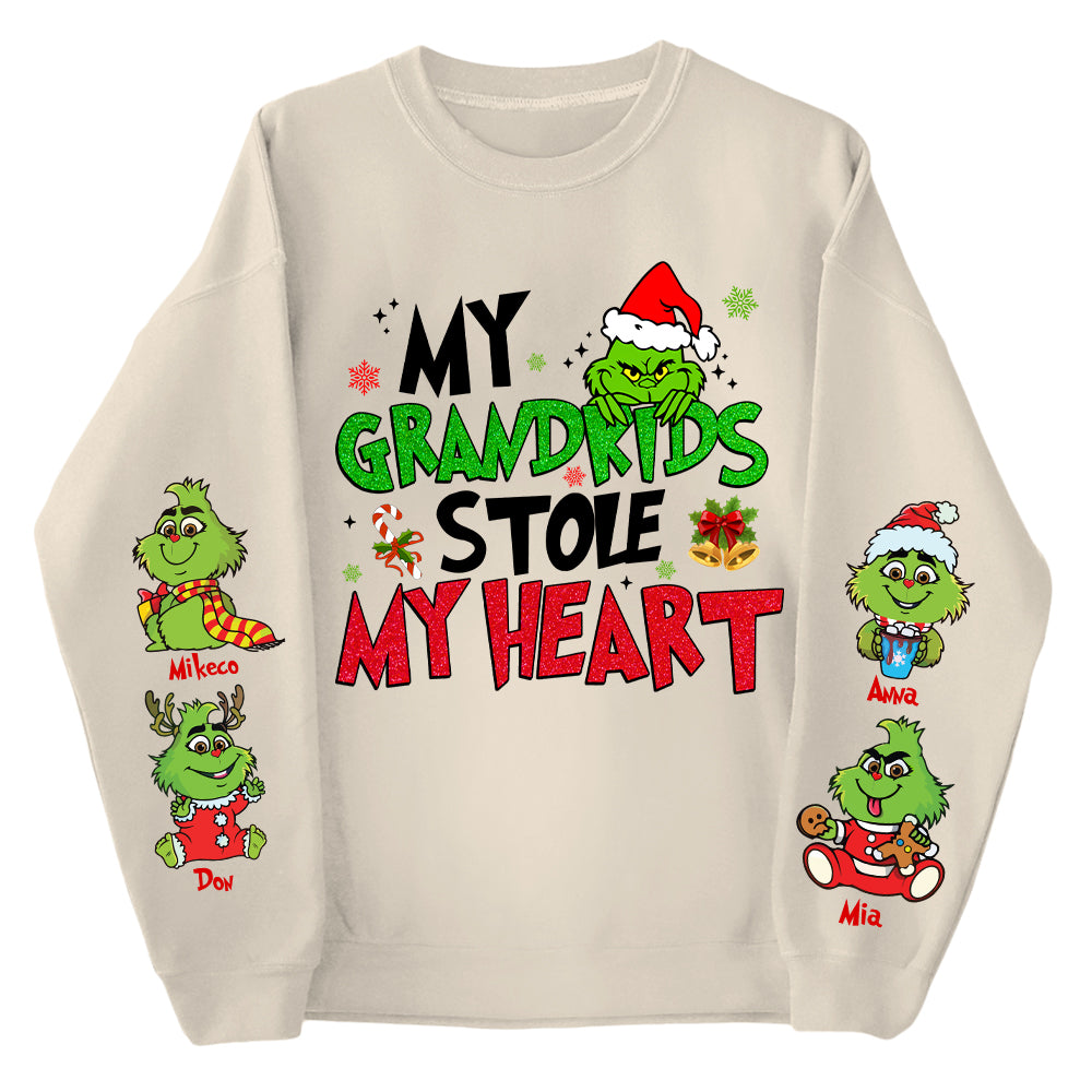 My Grandkids Stole My Heart - Custom Christmas Grandma Heart Kid Name