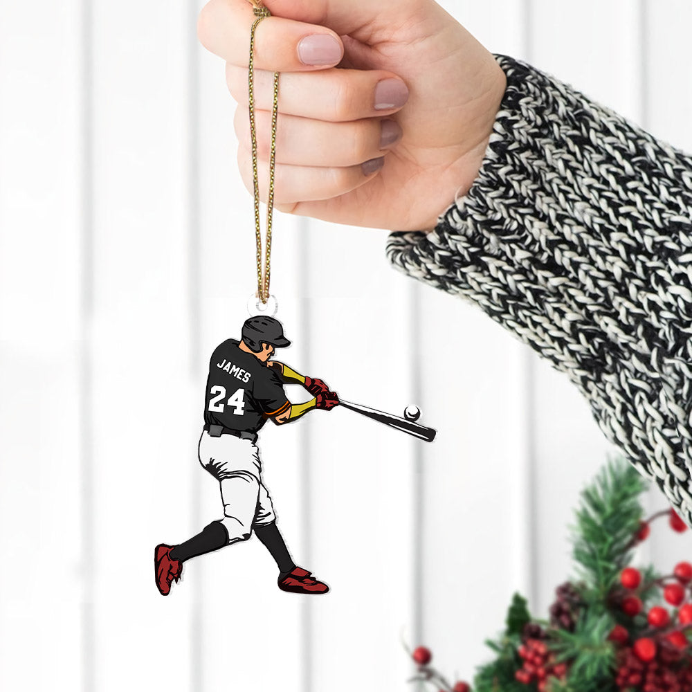 Personalized Baseball Player Ornament, Custom Baseball Christmas Ornament, Playing Baseball Ornament, Gift For Baseball Players