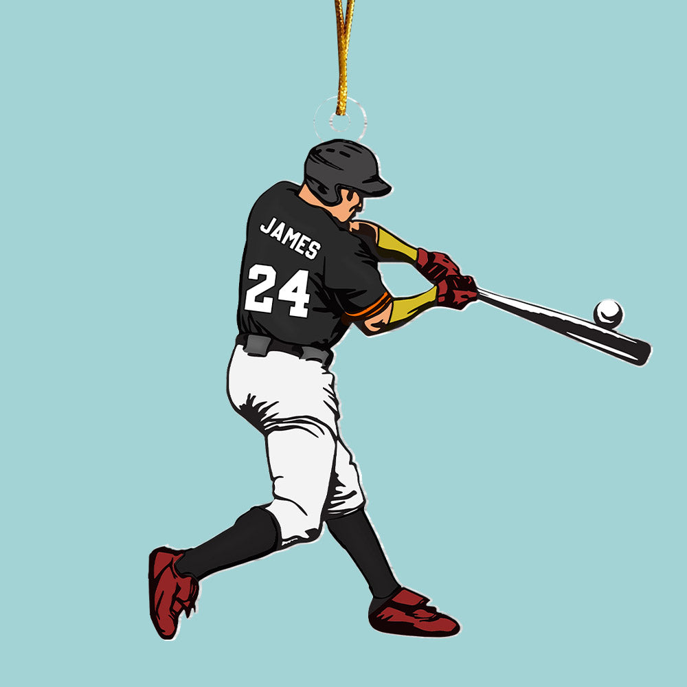 Personalized Baseball Player Ornament, Custom Baseball Christmas Ornament, Playing Baseball Ornament, Gift For Baseball Players